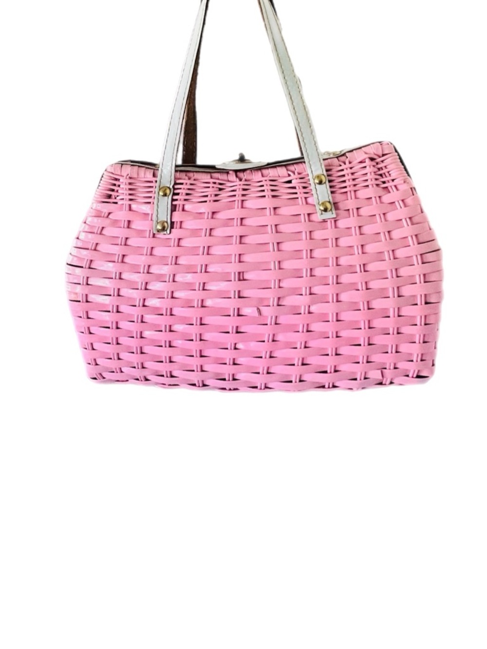 Vintage 60’s Rare Bubblegum Pink Woven Box Bag, Tiki VLV - Picture 4 of 5